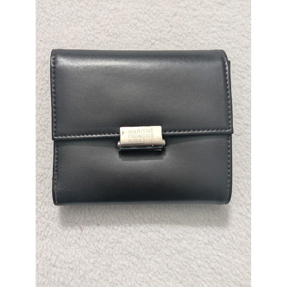 Marithe‎ Francois Girbaud Wallet Classic Logo Trifold Black Leather